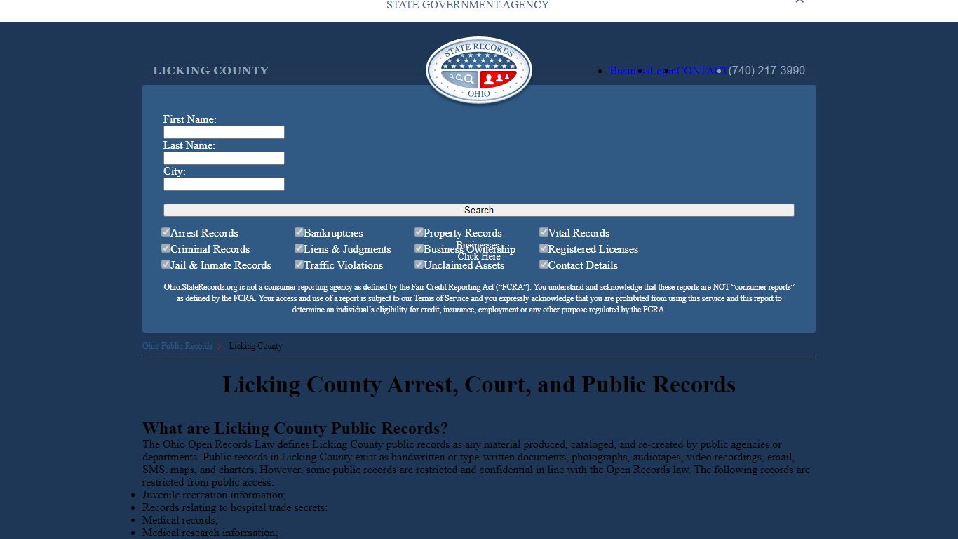 Licking County Arrest, Court, and Public Records