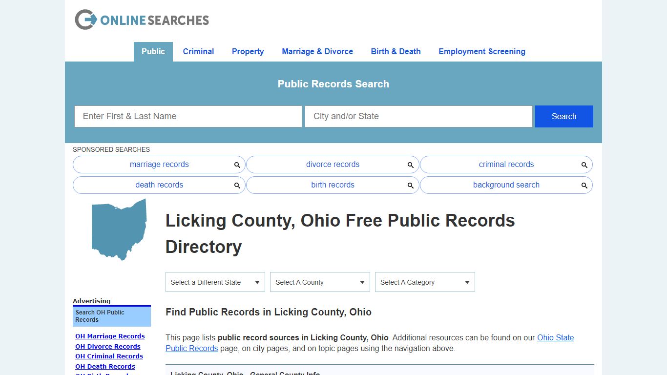 Licking County, Ohio Public Records Directory - OnlineSearches.com